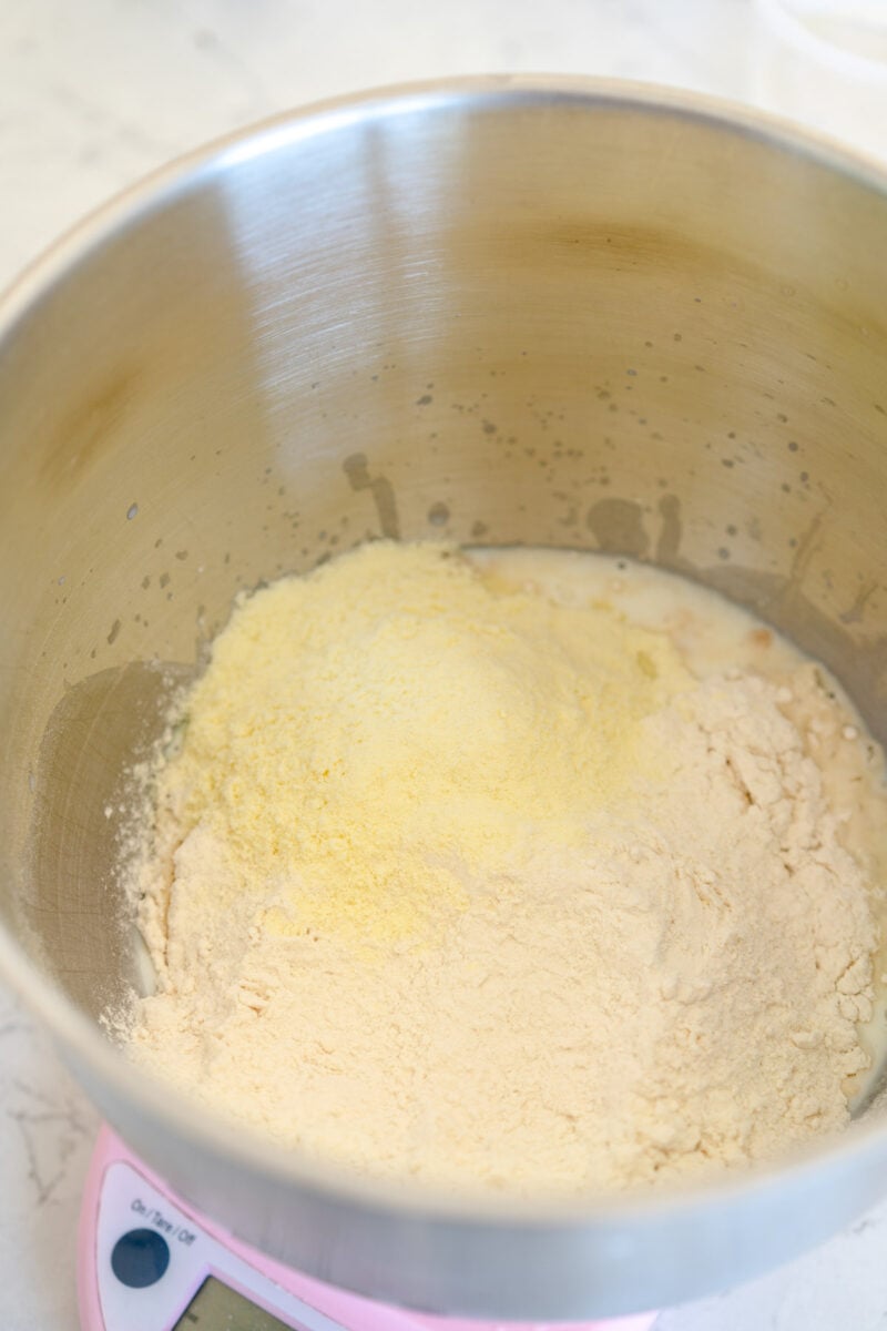 dry ingredients for white bread dough