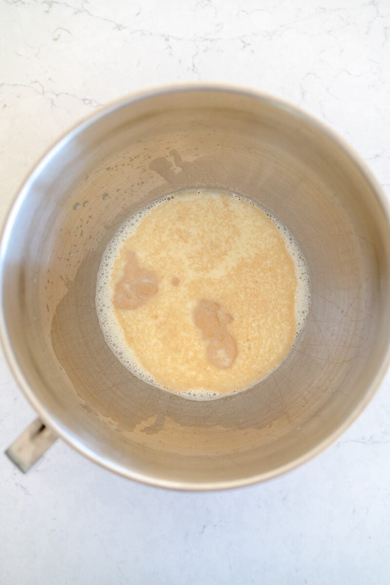 wet ingredients for white bread dough