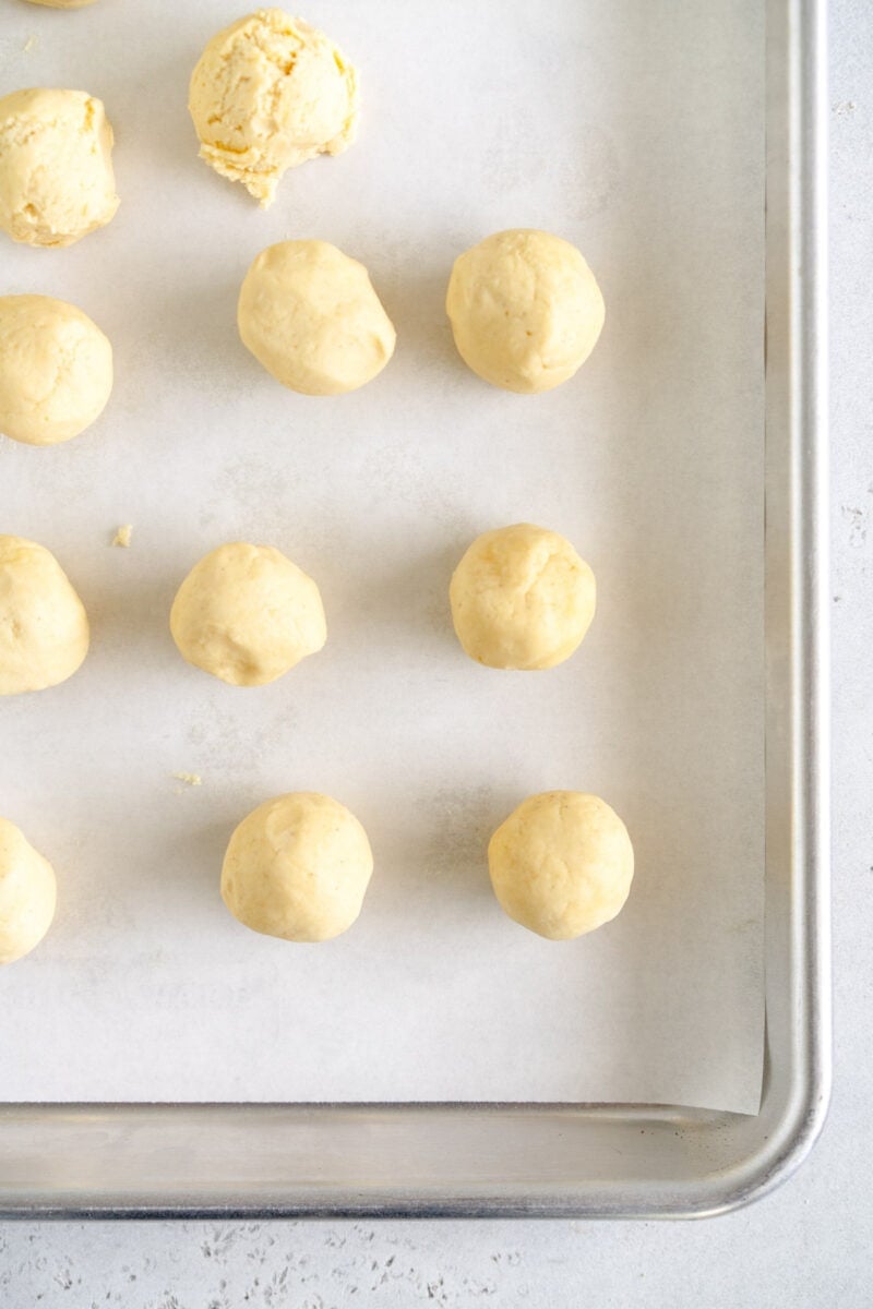 dough rolled into balls