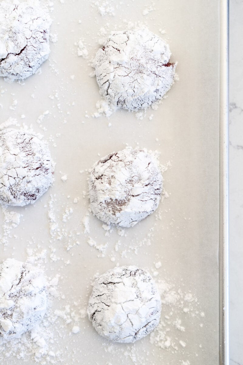 red velvet cookies ready for the oven