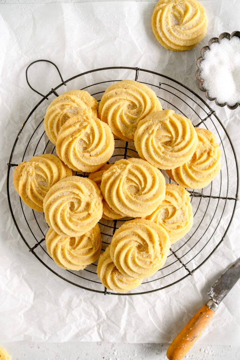 butter cookies on wire rack