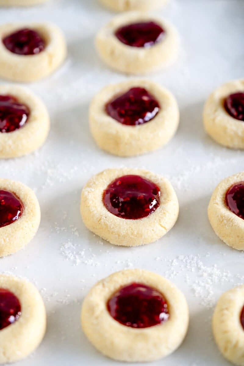 side on picture of thumbprint cookies