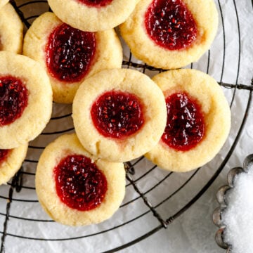 thumbprint cookies on rack