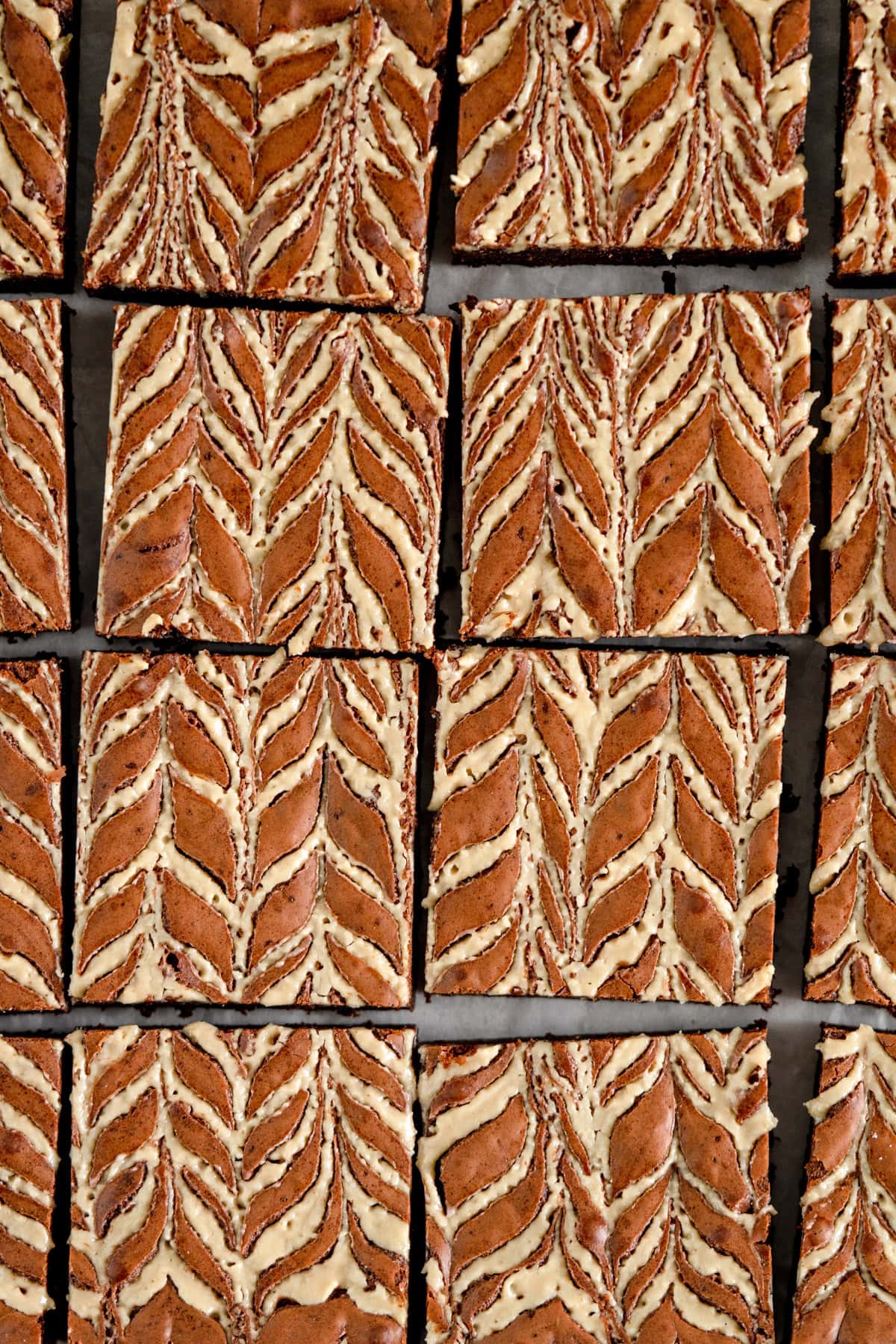 close up image of brownies with swirly top