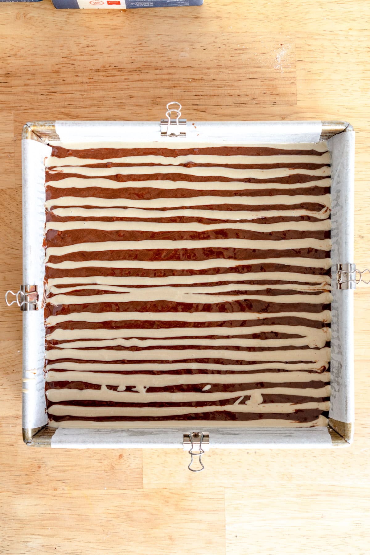 tahini piped onto brownies