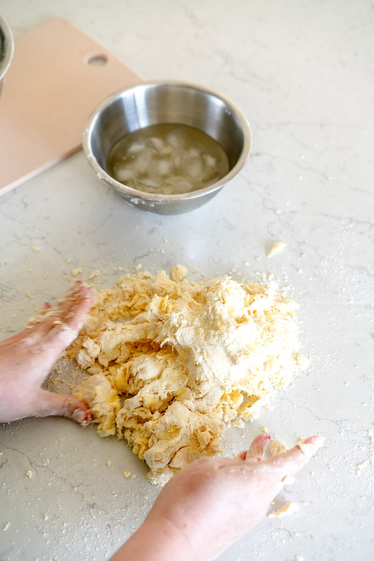 bring pie crust together on counter