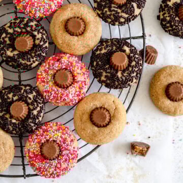 peanut butter blossoms on wire rack