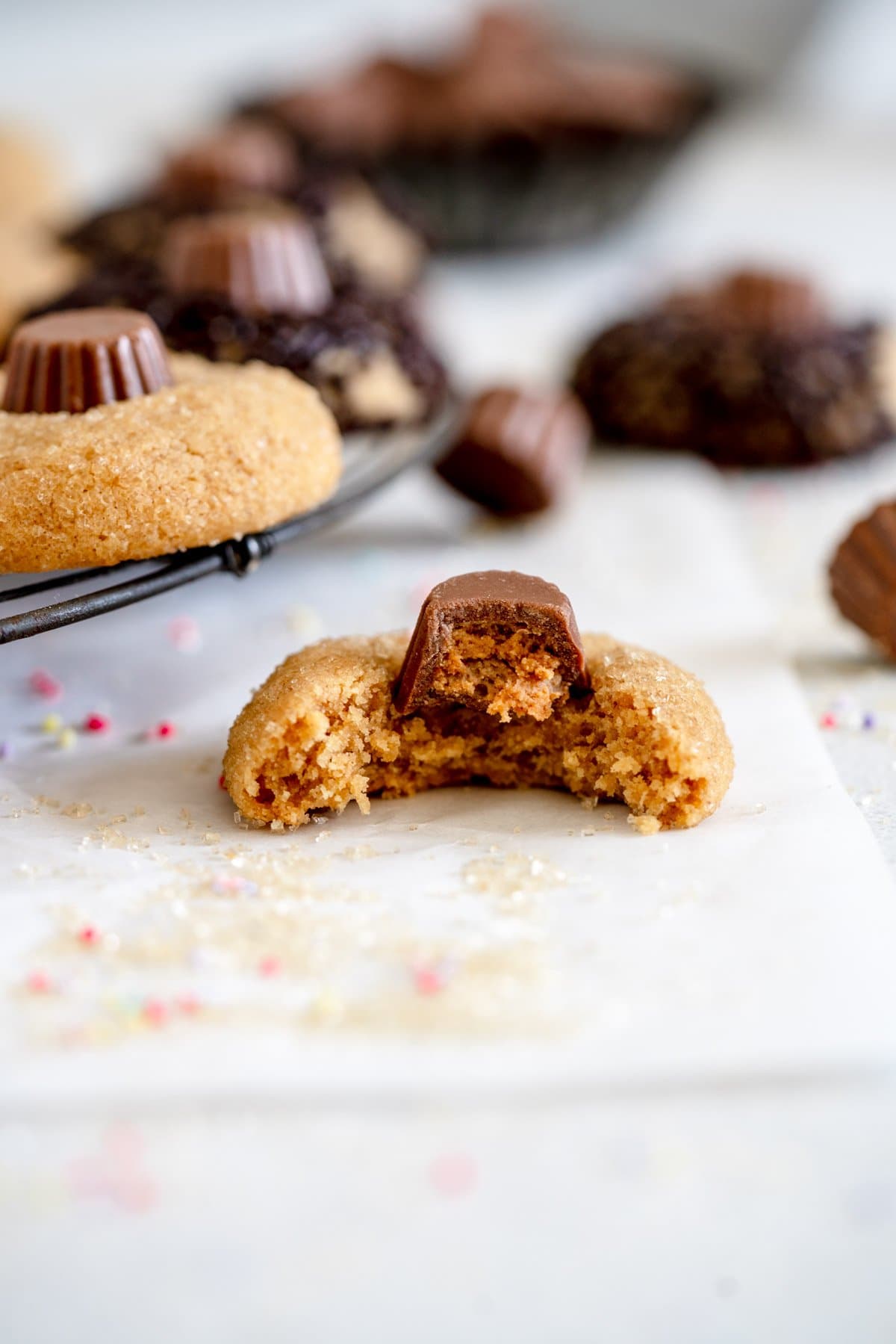 bite shot peanut butter blossoms