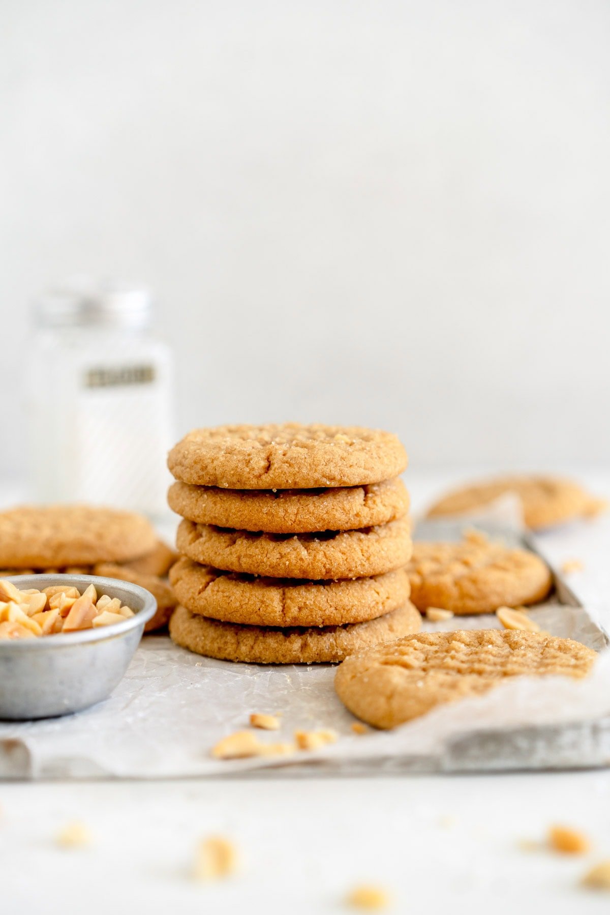 stacked up peanut butter cookies