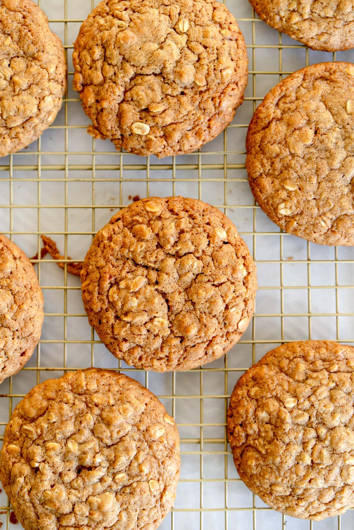 baked oatmeal cookies on rack