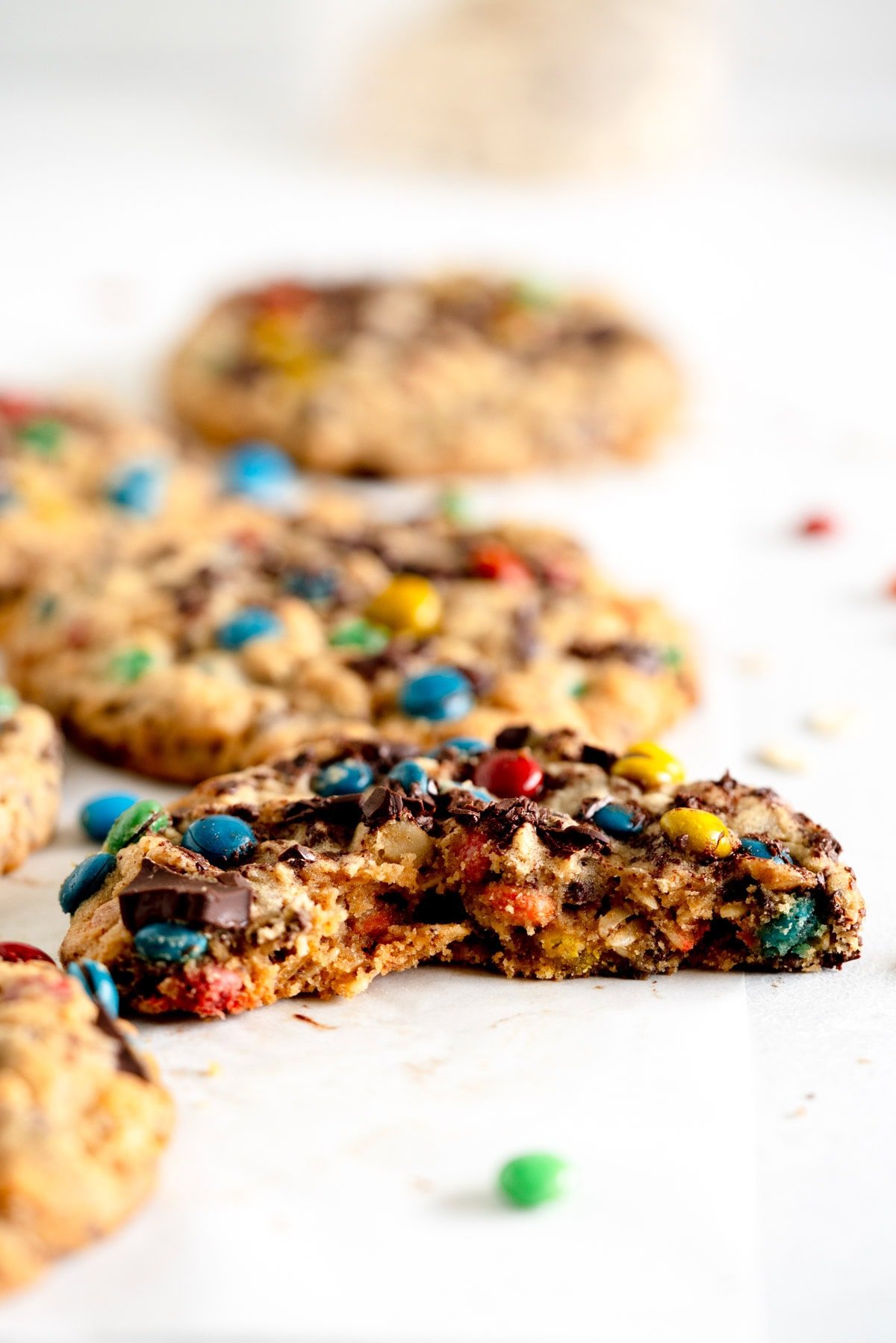 bitten open shot of monster cookies