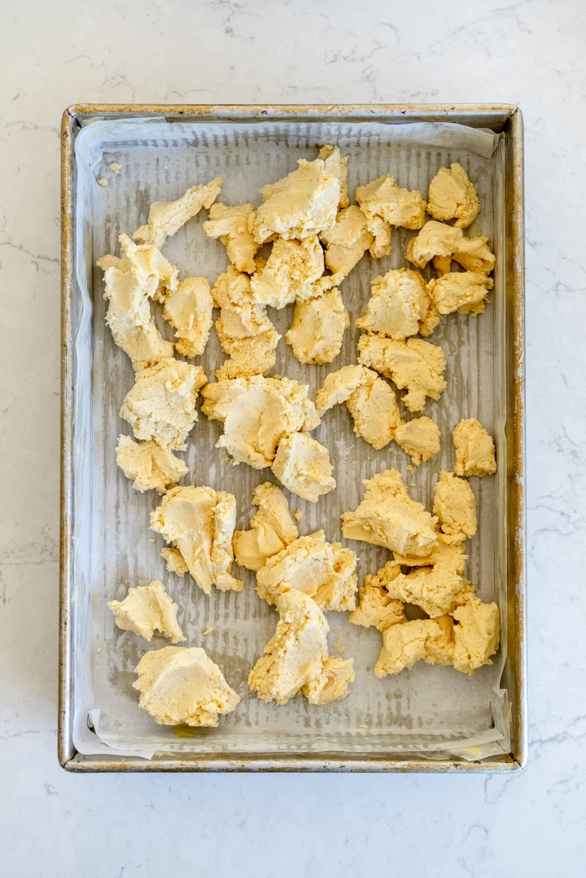 dough in pan for shortbread base