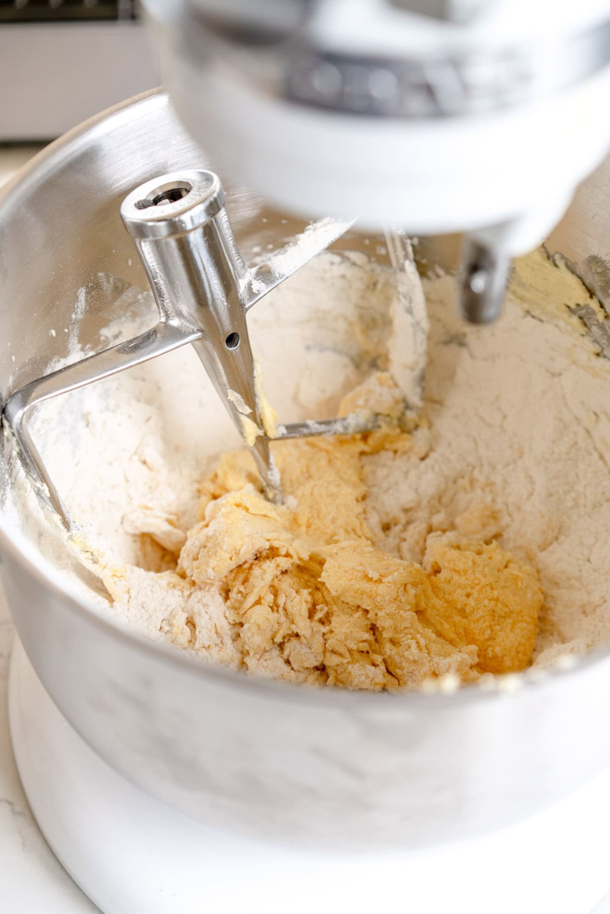dry ingredients in for cream cheese cookies