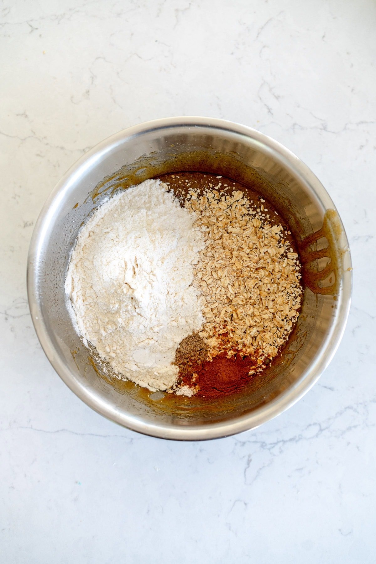 add dry ingredients iced oatmeal cookies