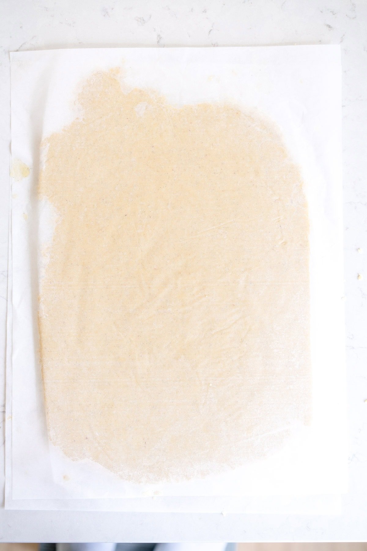 rolled out linzer cookie dough