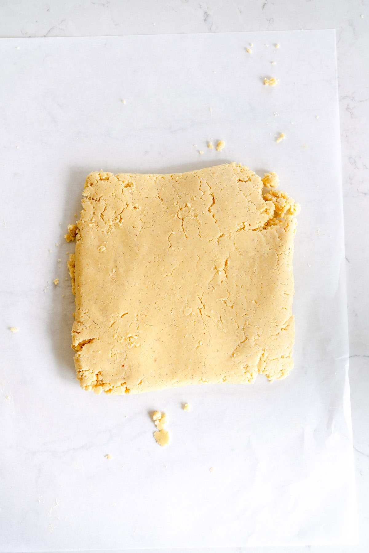 linzer dough on parchment paper