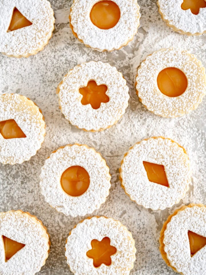 linzer cookies with cut out tops