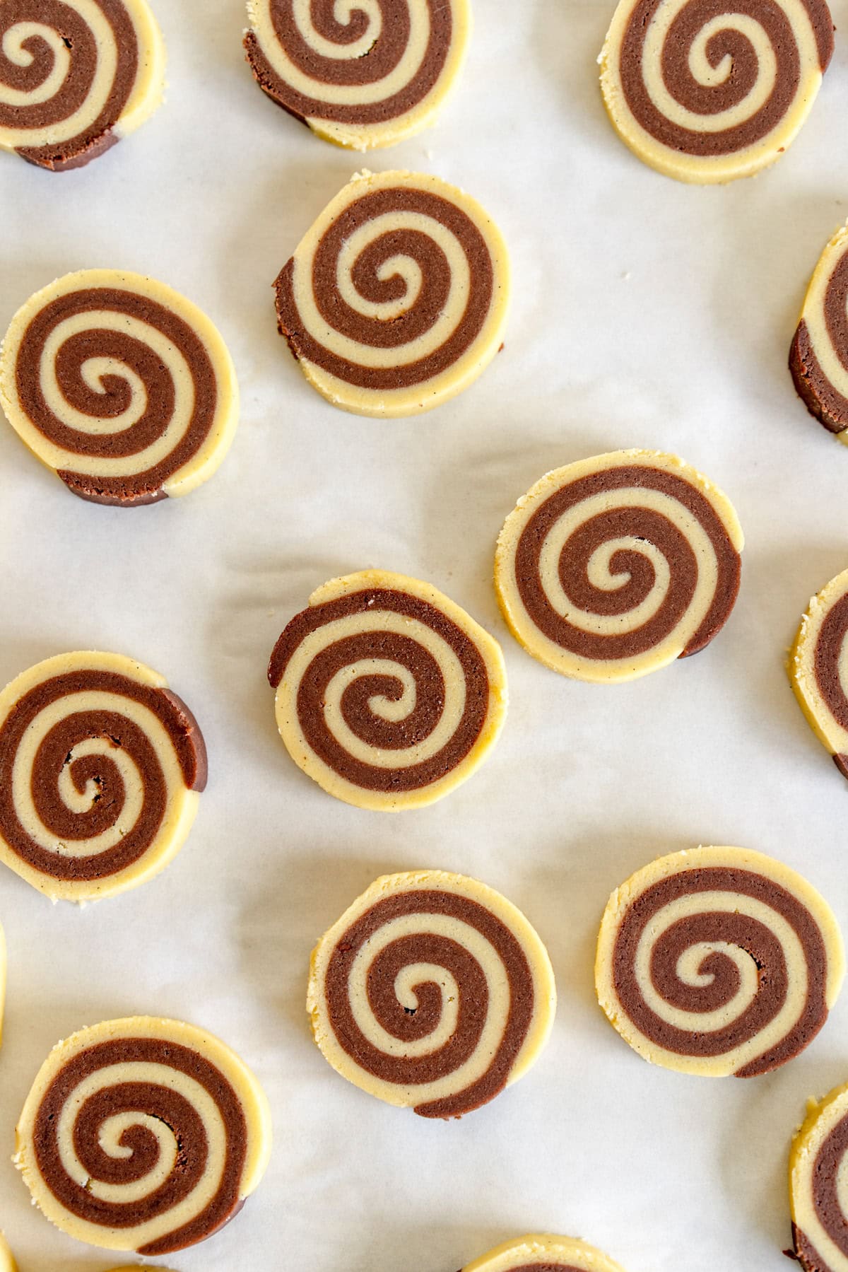 sliced cookie dough on sheet pan