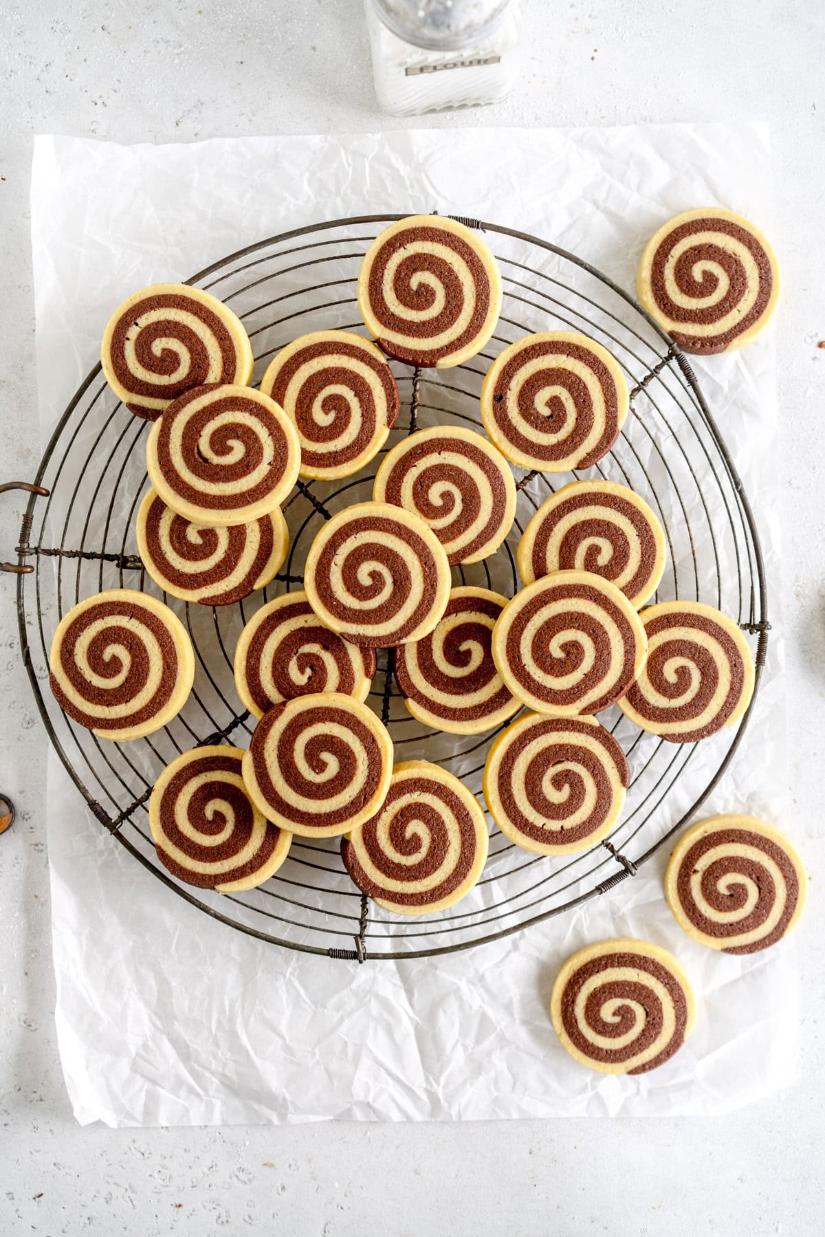 pinwheel cookies on rack