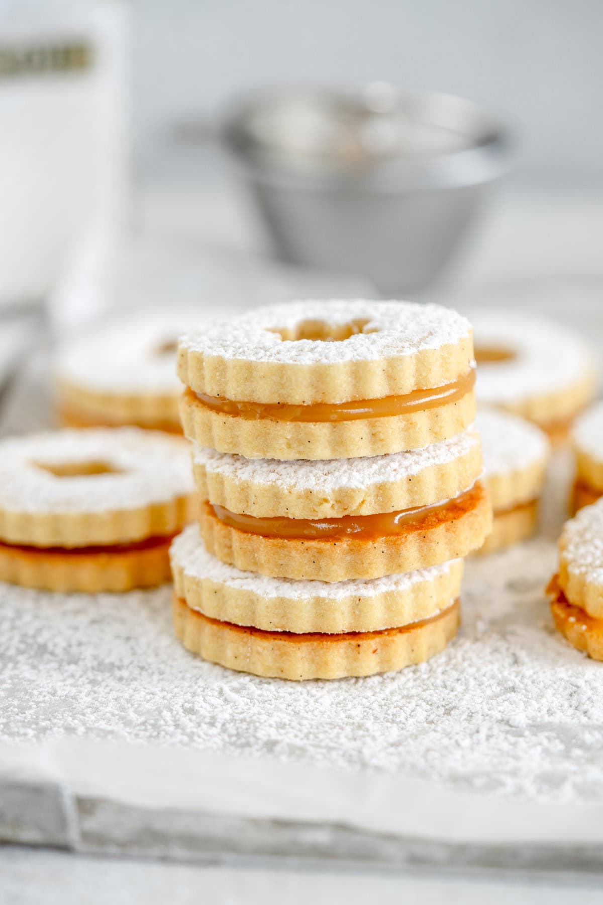 stacked up Linzer Cookies