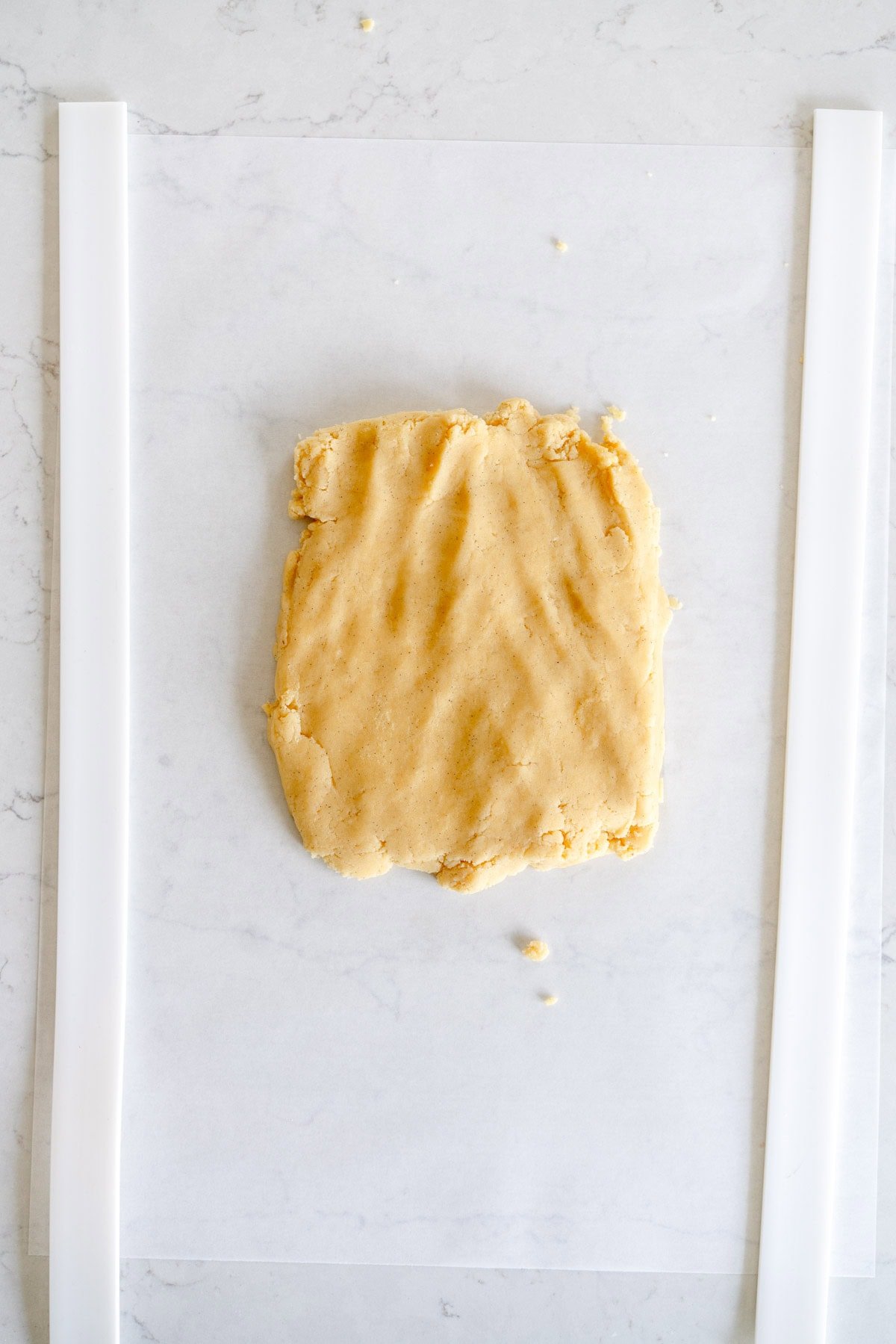 vanilla dough on parchment paper