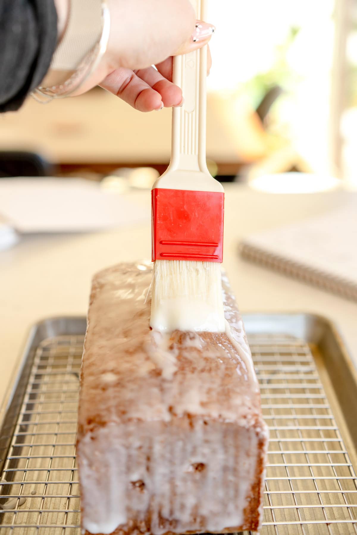 glaze painted on cake