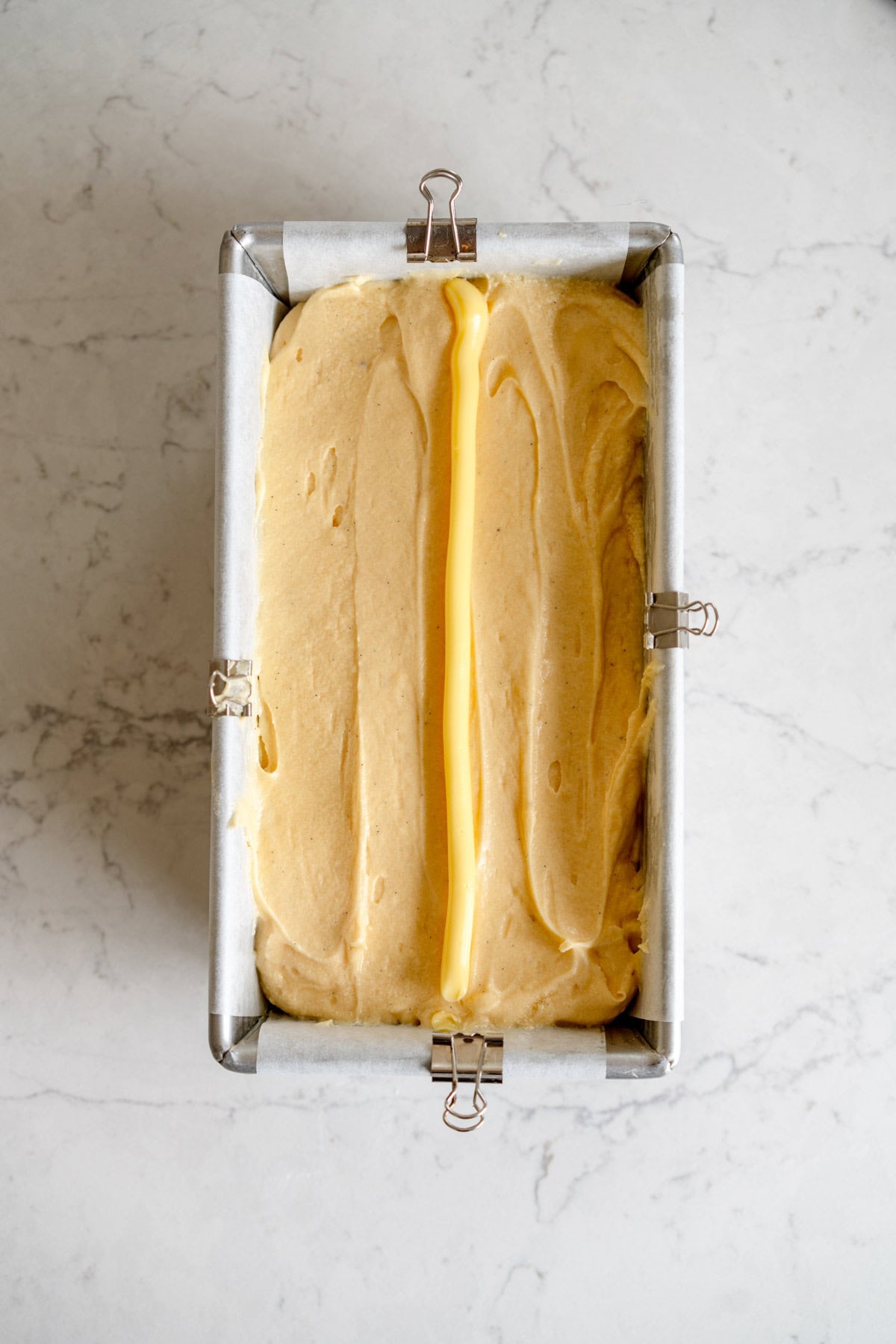 line piped down cake