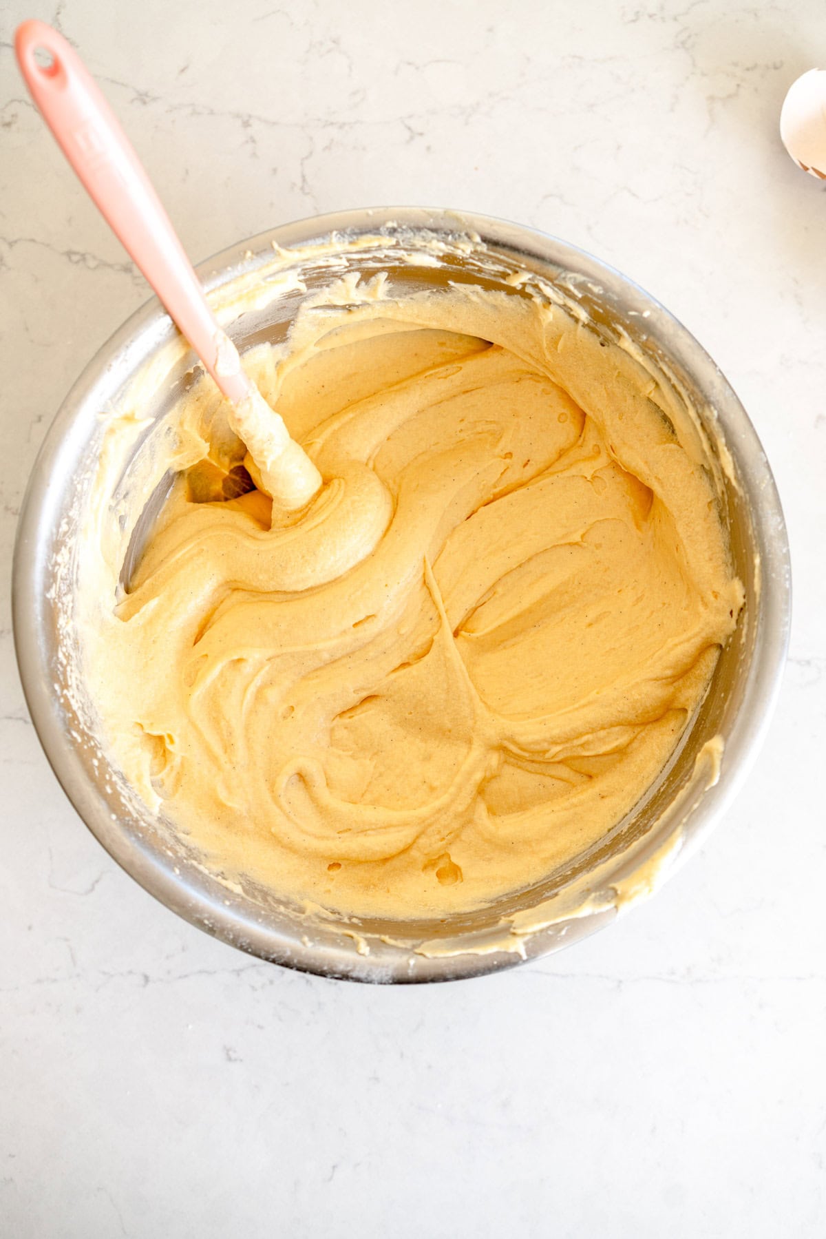 pound cake batter ready to go in pan