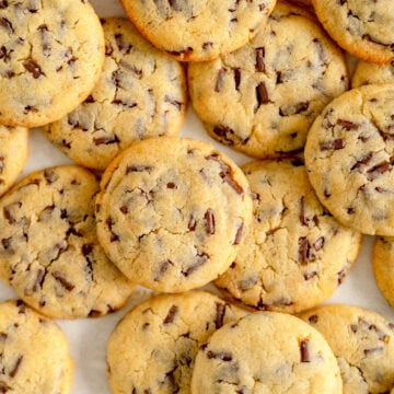 close up of pile of cookies on pan