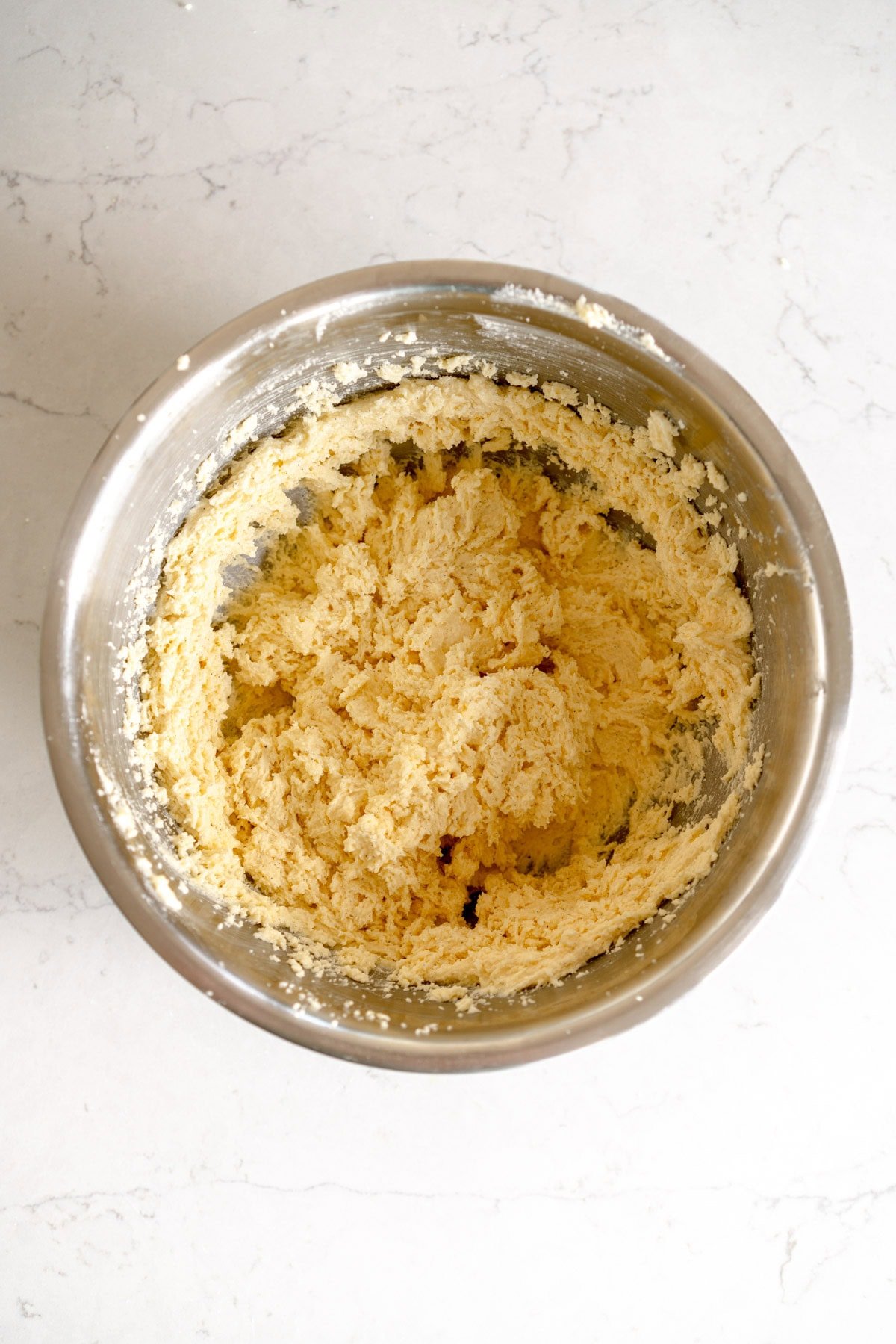 Creamed butter and sugar mixture