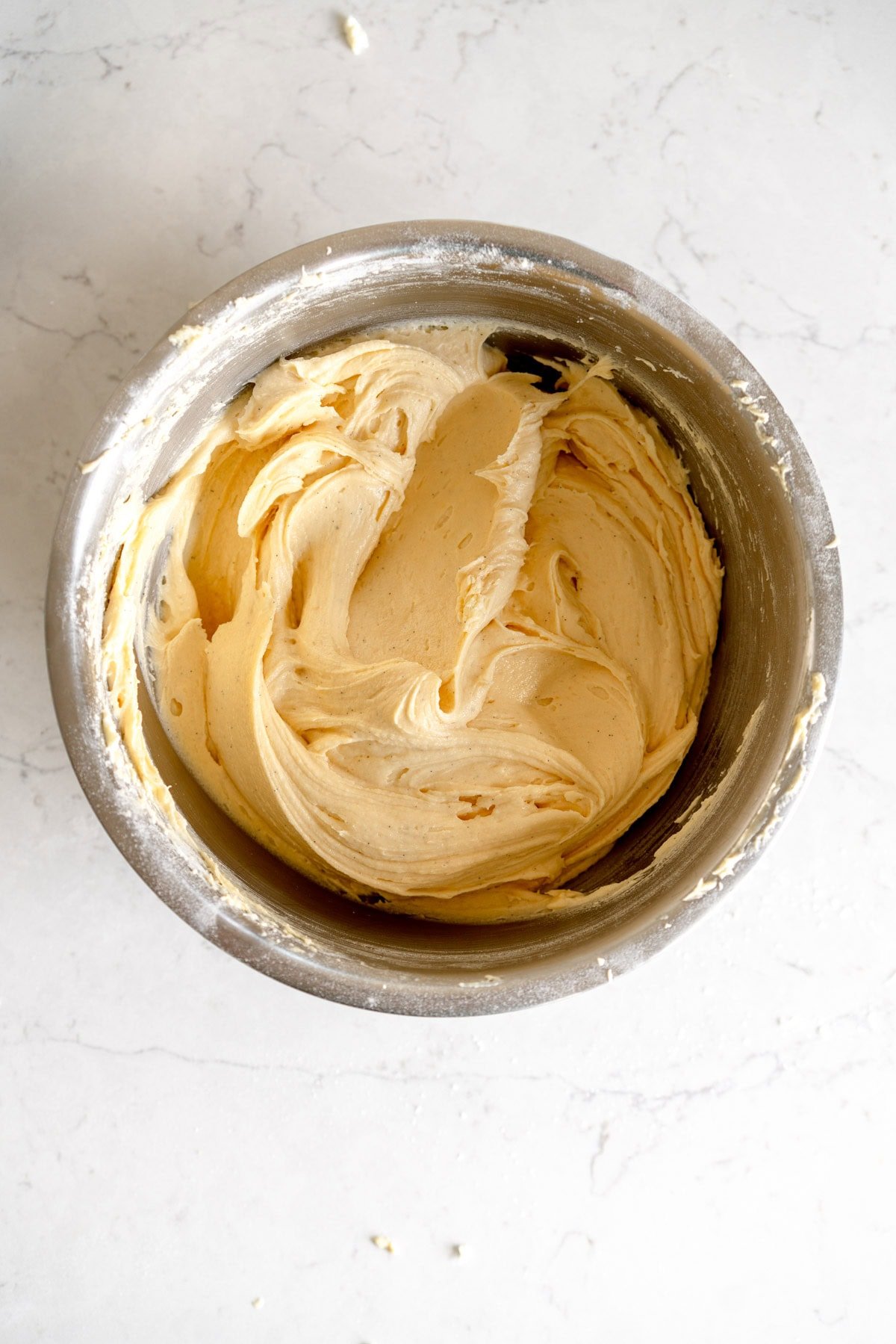 cake batter in cake pan