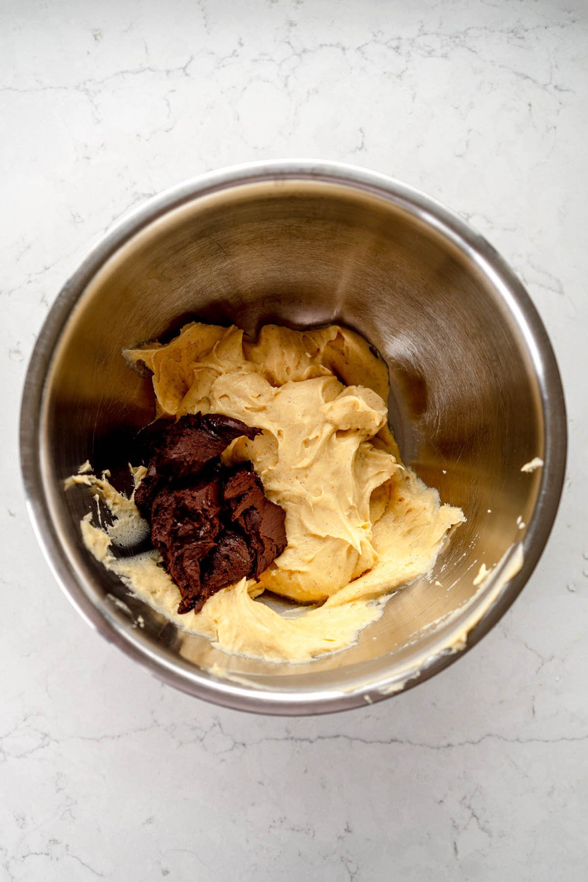 add chocolate to vanilla mixture