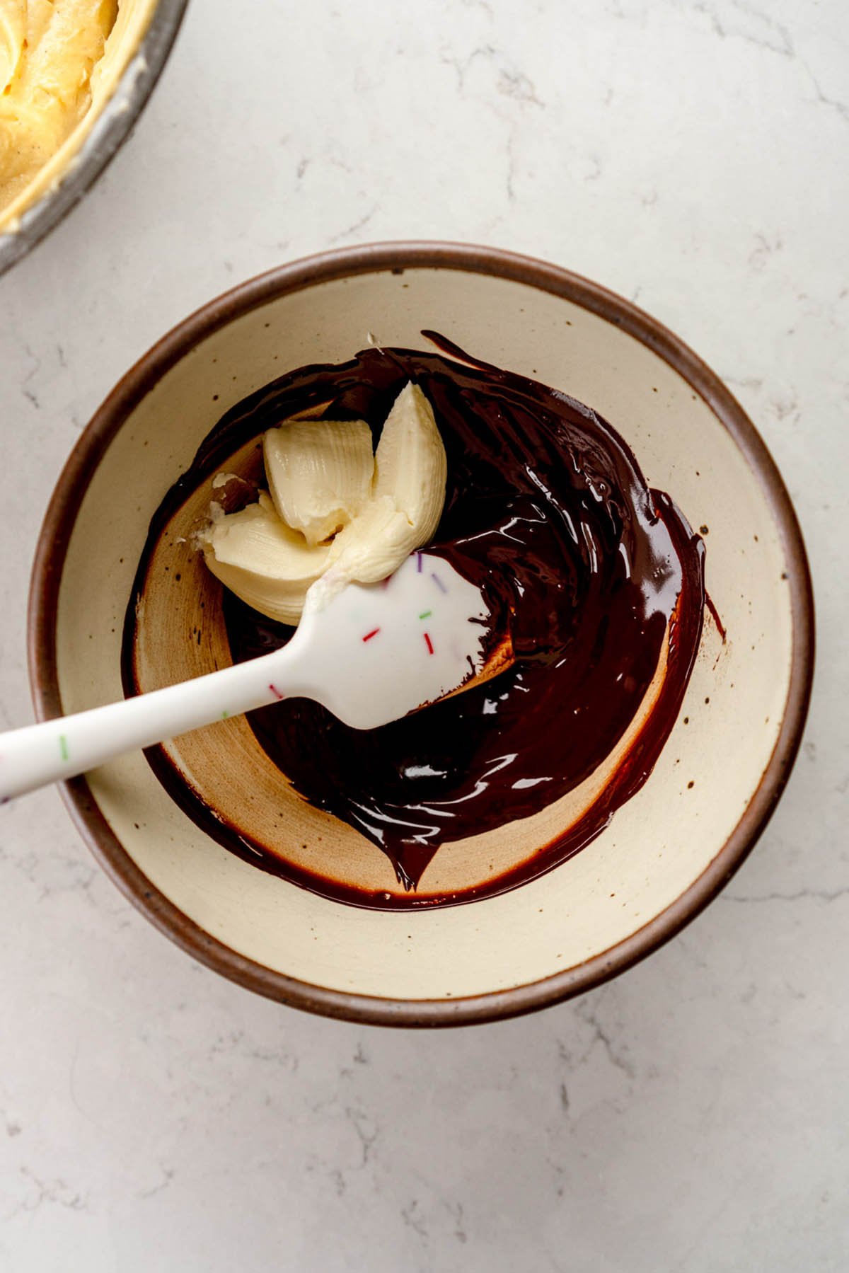 melted chocolate with sour cream