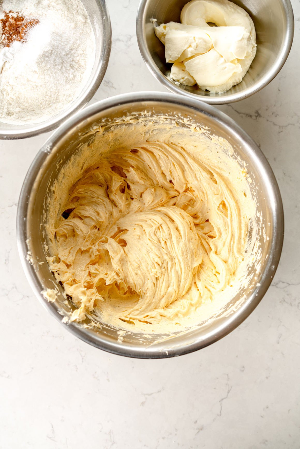 cake with wet and dry ready to go in 