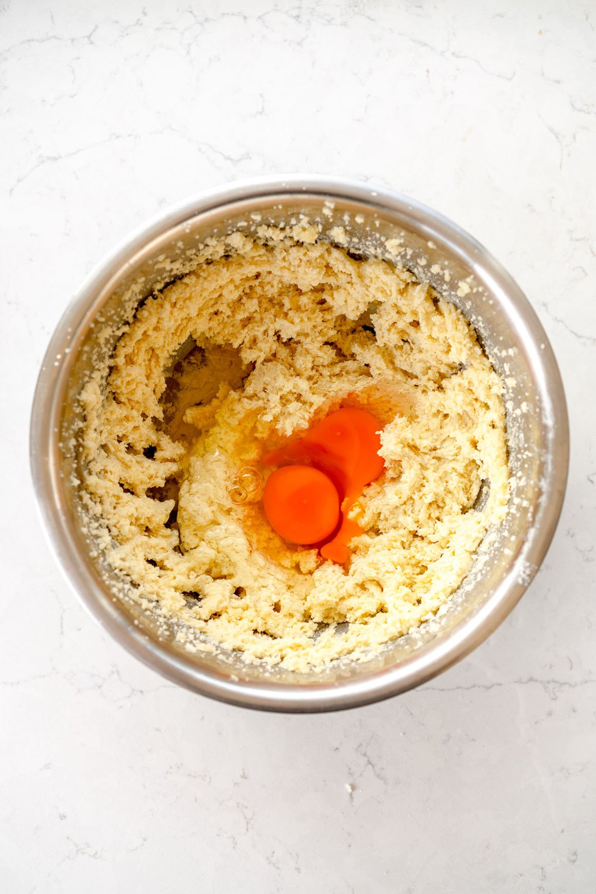 creamed butter and sugar with eggs